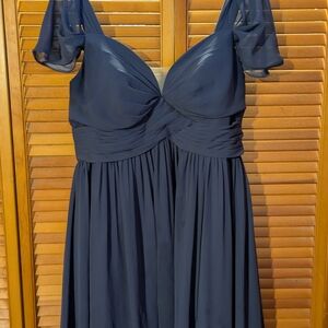 Azazie Navy Long Sleeve Dress